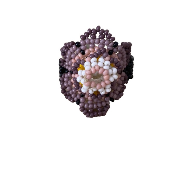 Huichol Beaded Flower Ring - Picture 1 of 10